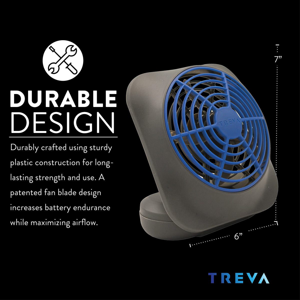Portable Battery Powered Desk Fan 2-Speed Dark Blue Z89138