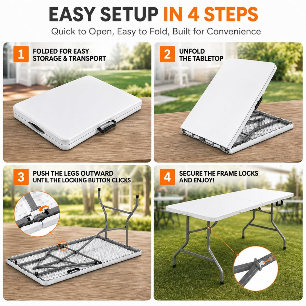 6FT Folding Table White Q5486