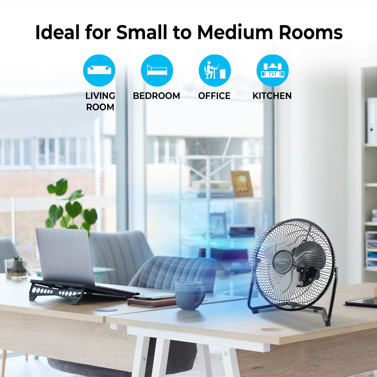 9 inch 3 Speed Metal Floor or Table Fan with Carry Handle Q722