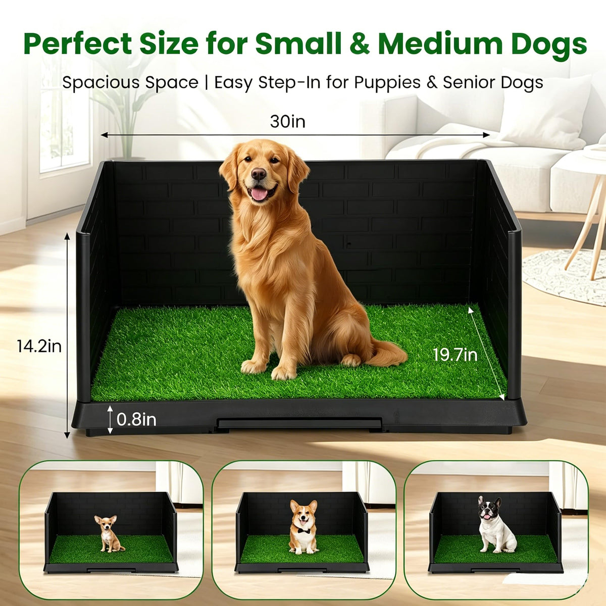 Dog Grass Pad with Tray 30"x19.7" Indoor Dog Potty with Drawer Y448
