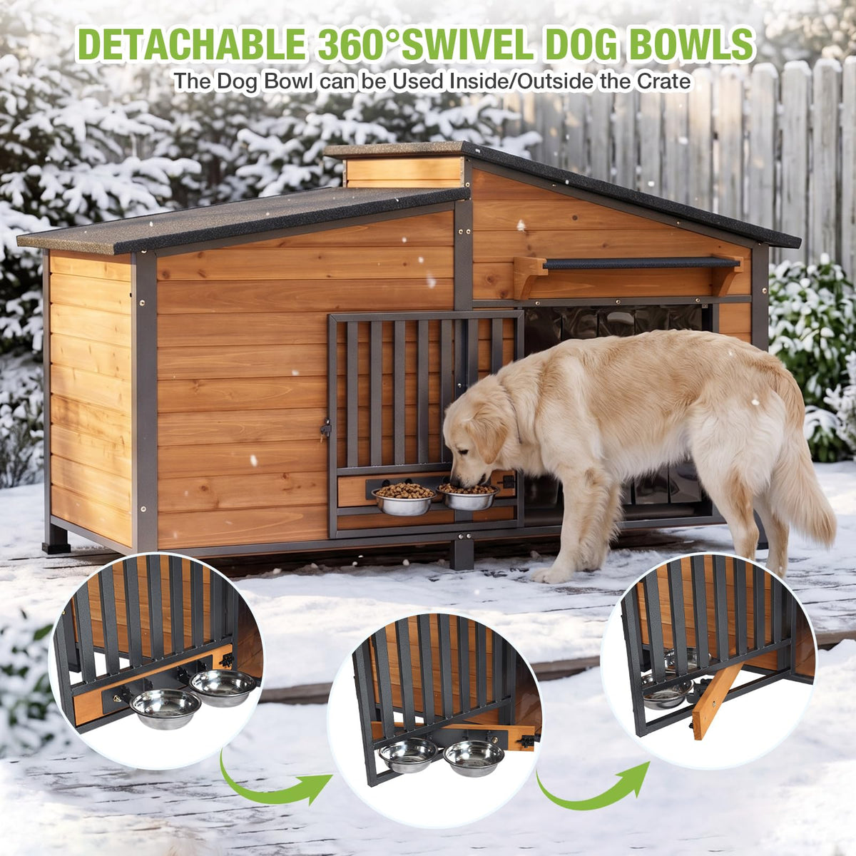 Extra Large Heated Insulated Weatherproof Dog Kennel with Heating Pad H43109