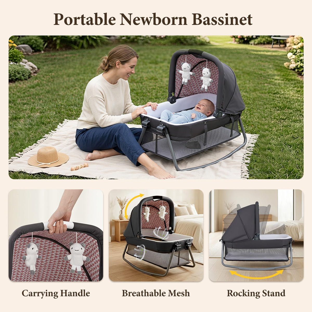 5 in 1 Pack and Play with Bassinet D9631