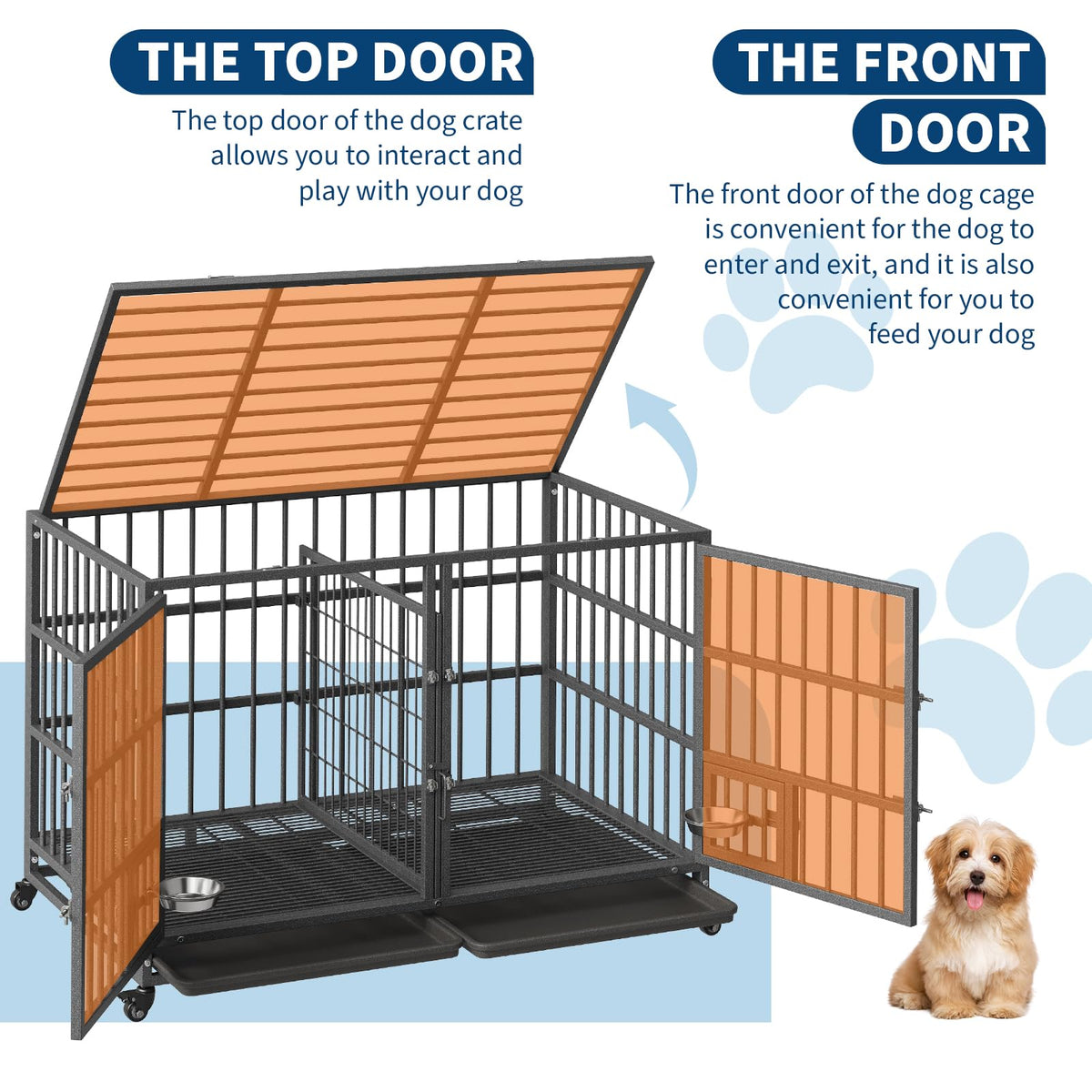 48 inch Heavy Duty Metal Dog Crate with 2 Door T8485