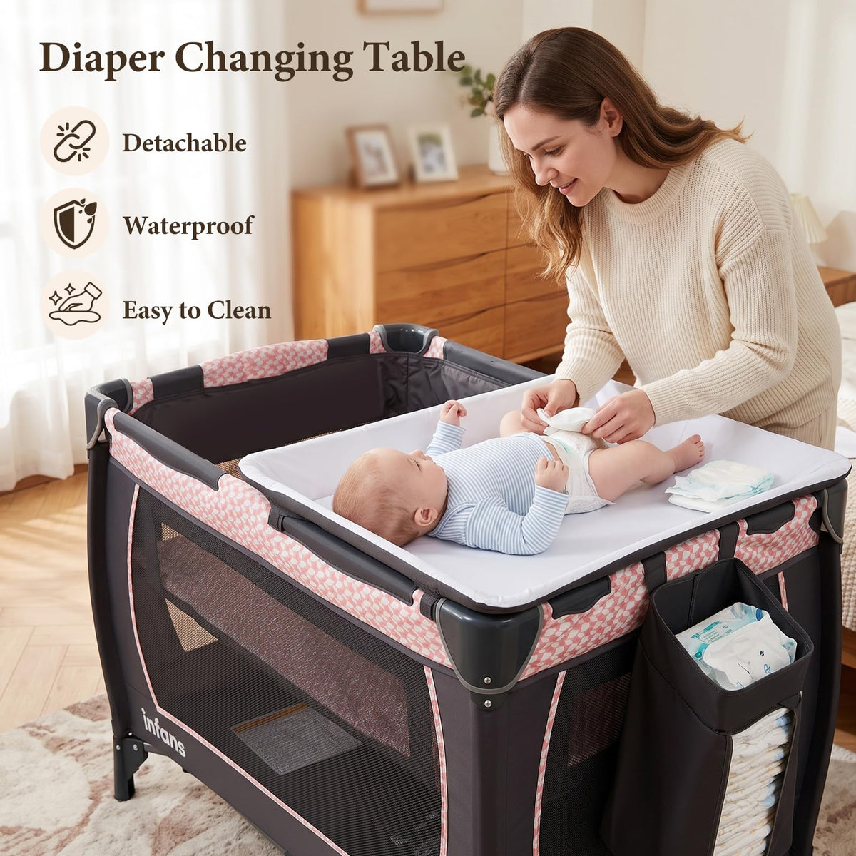 5 in 1 Pack and Play with Bassinet D9631