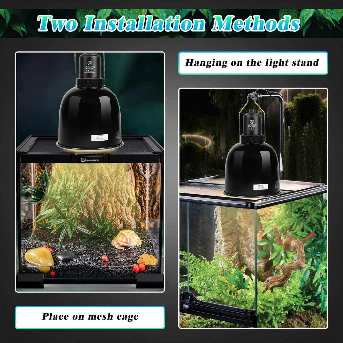 5.5 Inch Deep Dome Reptile Light Fixture with Dimming Thermostat A210