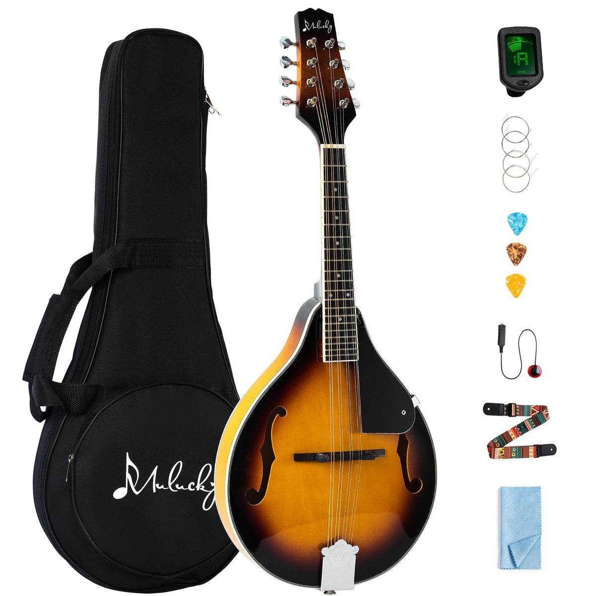 8 String Mahogany Wood Acoustic Mandolin Kit with Gig Bag P77339