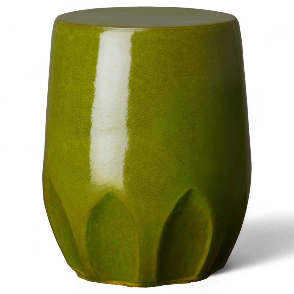Glossy Glaze Green Round Stoneware Garden Stool S769