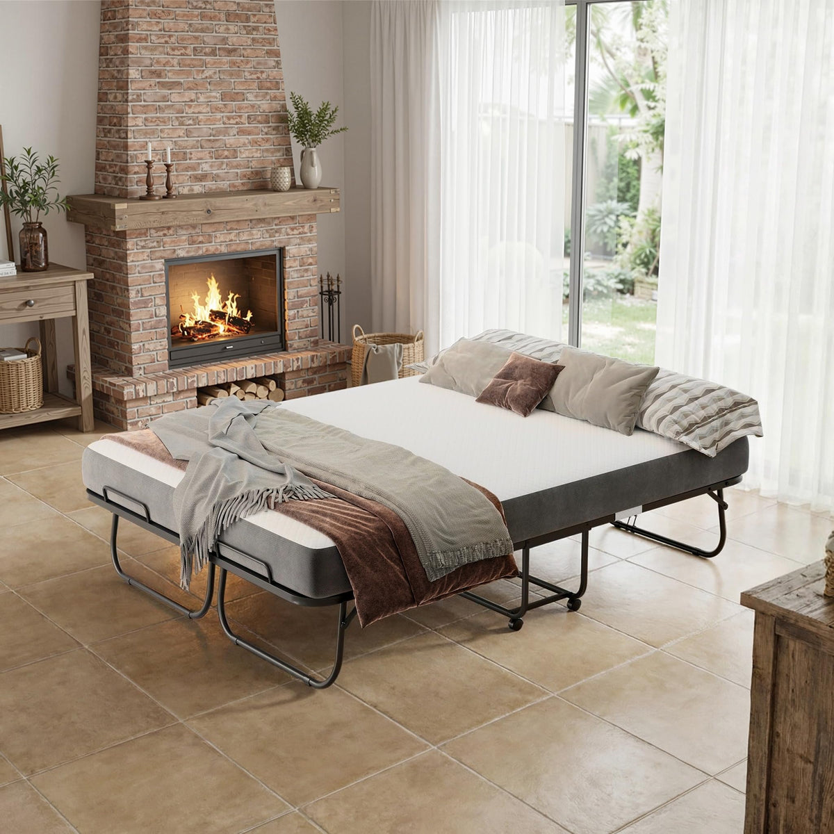 Full Size Folding Bed with Memory Foam Mattress I9561