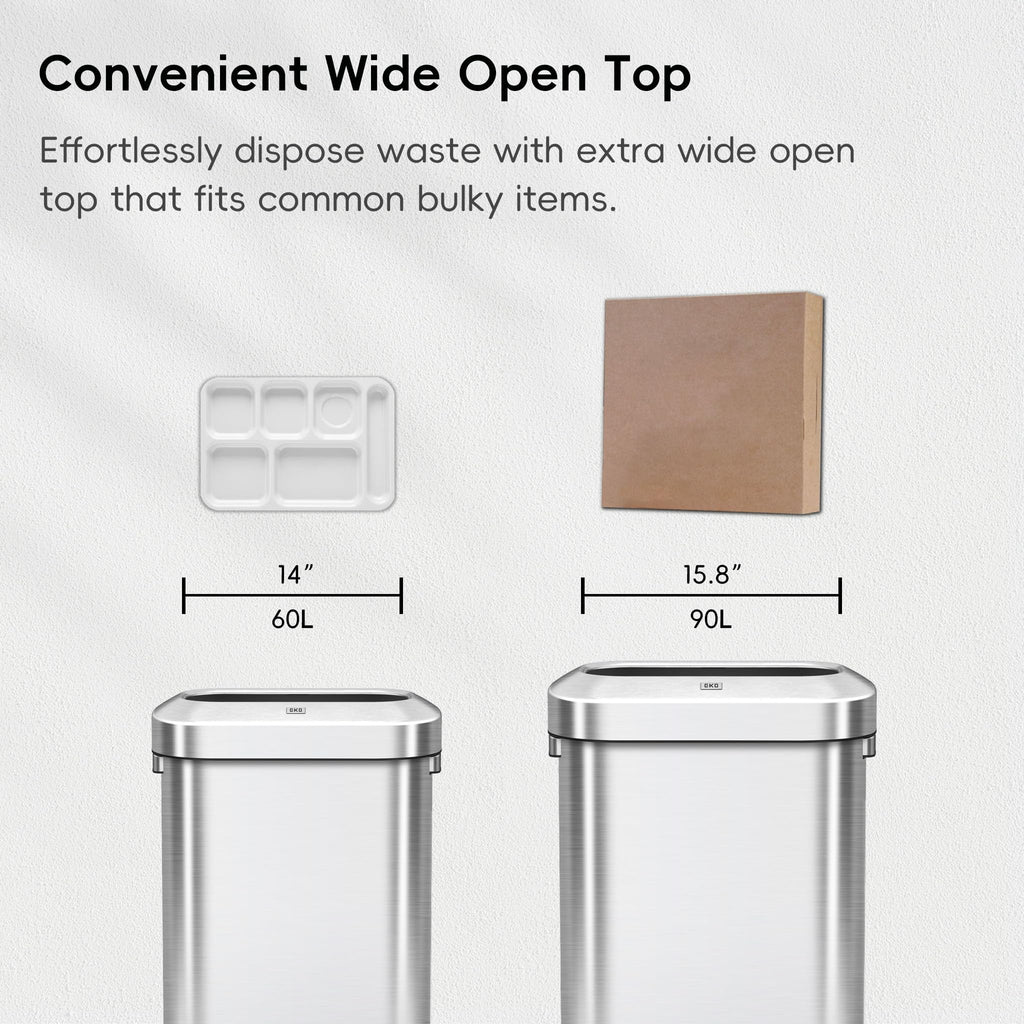 24 Gallon 90 Liter Open Top Stainless Steel Slim Trash Can M9106