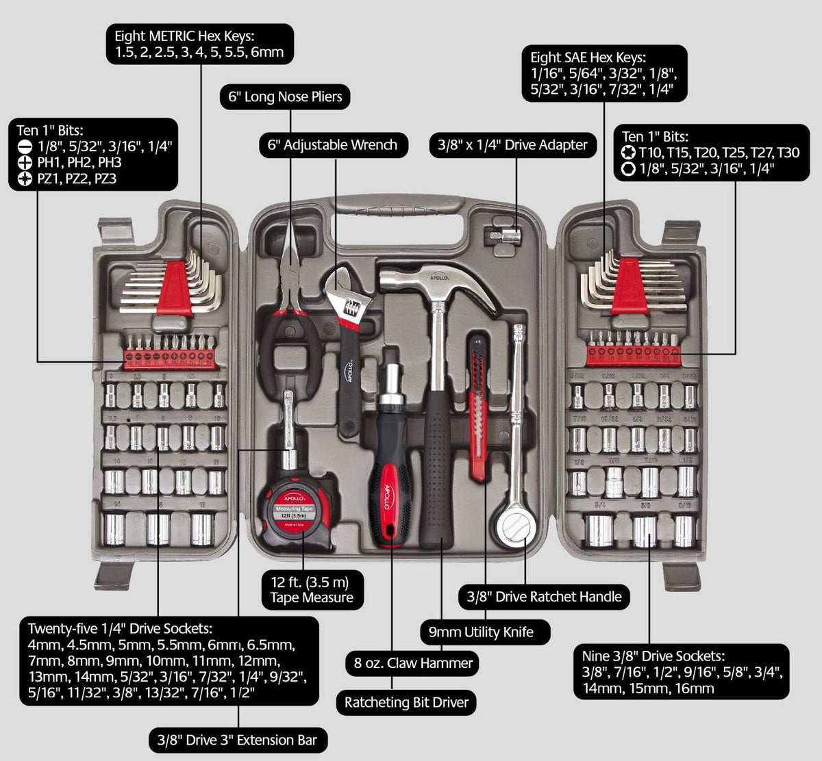 79 Piece SAE and Metric Tool Set D390