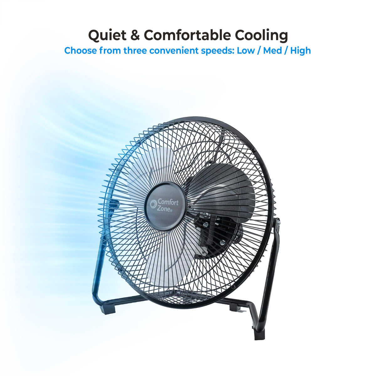 9 inch 3 Speed Metal Floor or Table Fan with Carry Handle Q722