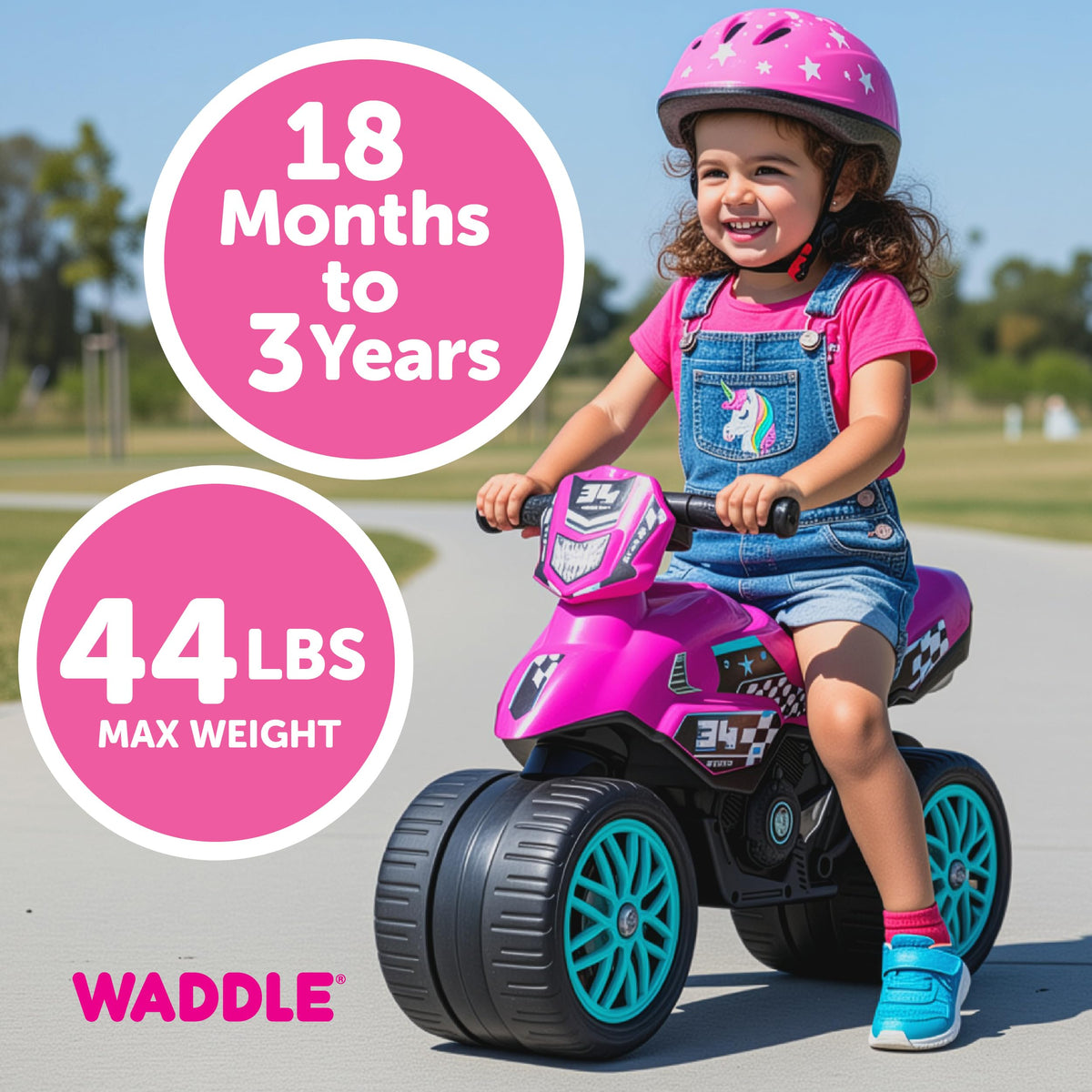 Kids Balance Bike with Sounds, Rubber Coated Wheels, Pink H956