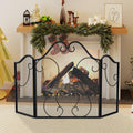 3-Panel Folding Fireplace Screen with Metal Mesh Y9979