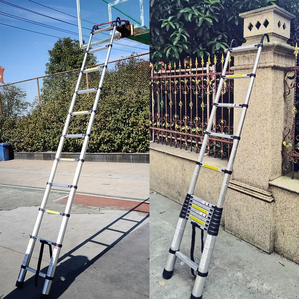 20.5FT Aluminum Telescoping Ladder with 2 Detachable Hooks N198639