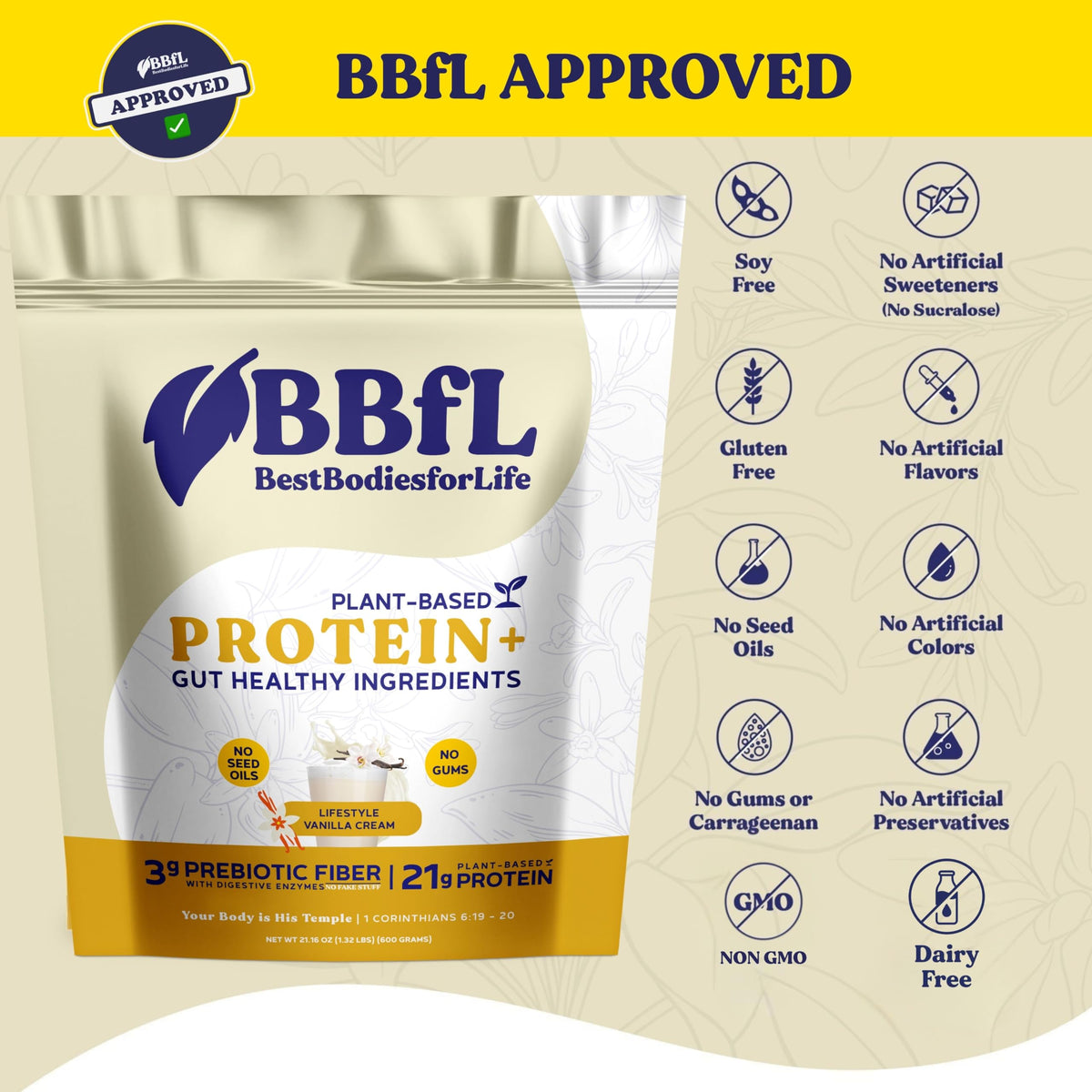 Plant-Based Protein Shake 21g Vegan Protein Vanilla 15 Servings O866148