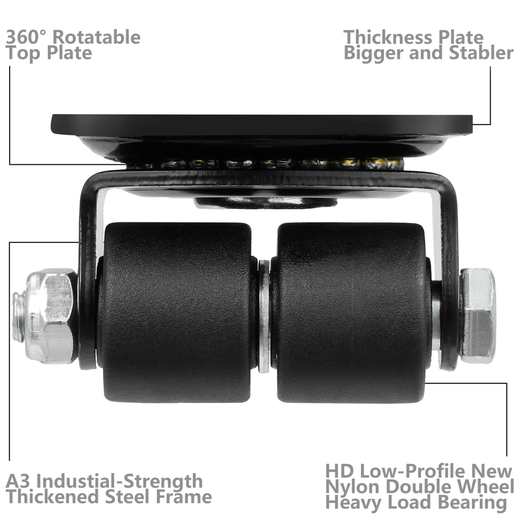 1 Inch Set of 4 Heavy Duty Swivel Caster Wheels Black T934424