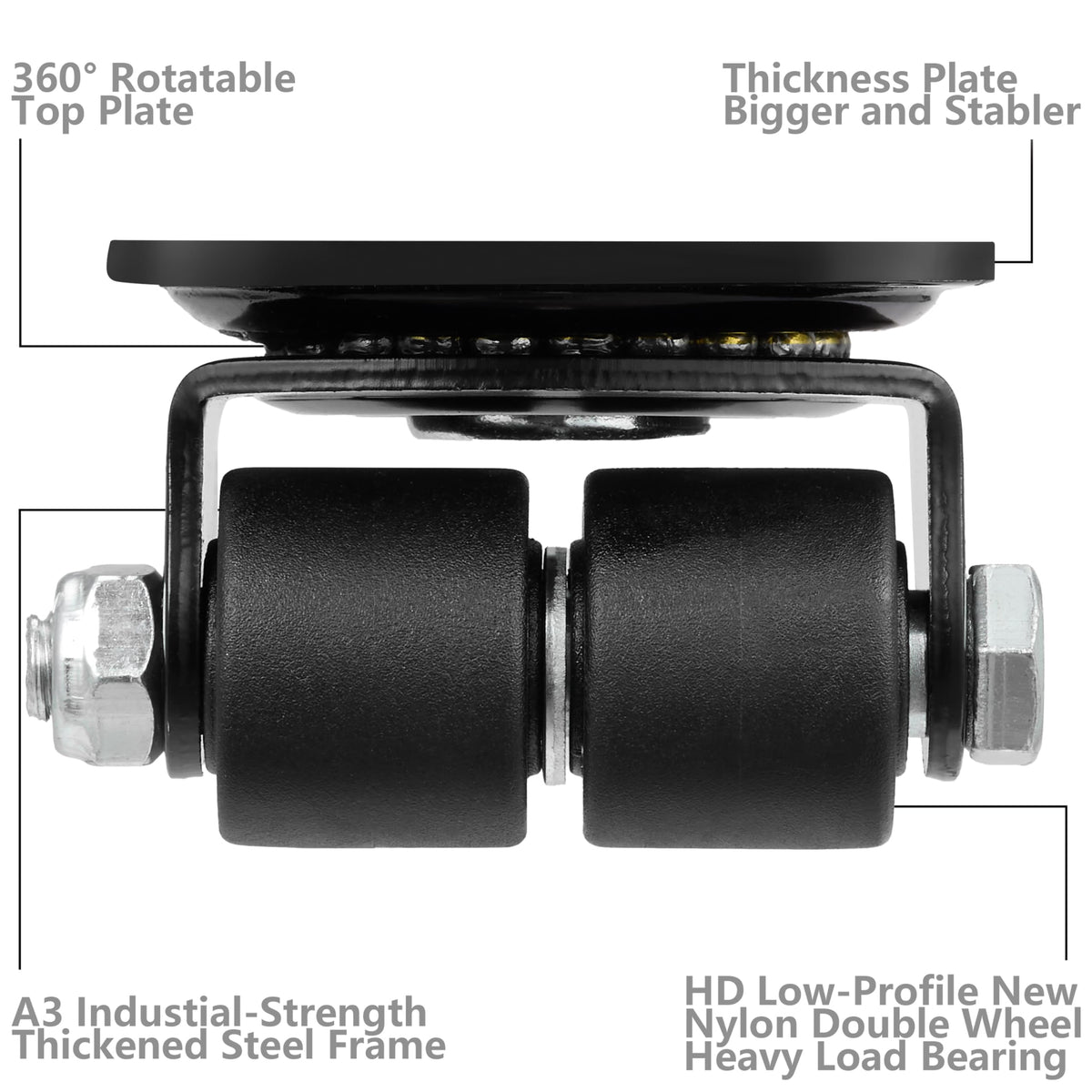 1 Inch Set of 4 Heavy Duty Swivel Caster Wheels Black T934424