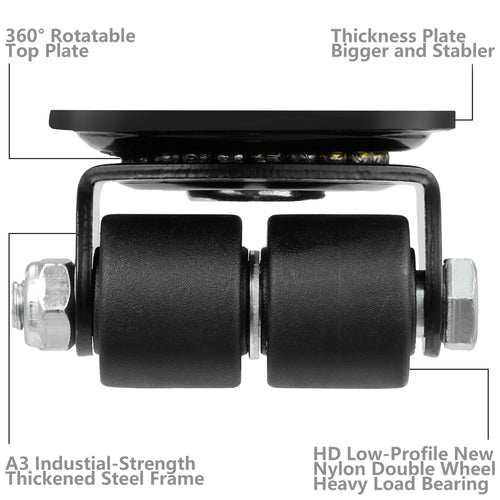 1 Inch Set of 4 Heavy Duty Swivel Caster Wheels Black T934424