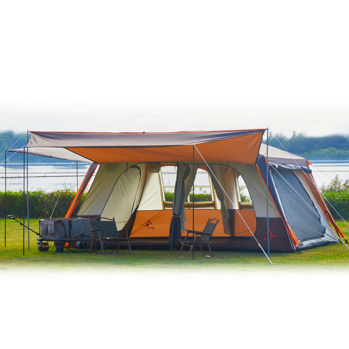 Extra Large 12-14 Person 2 Room Waterproof Double Layer Cabin Tent T341
