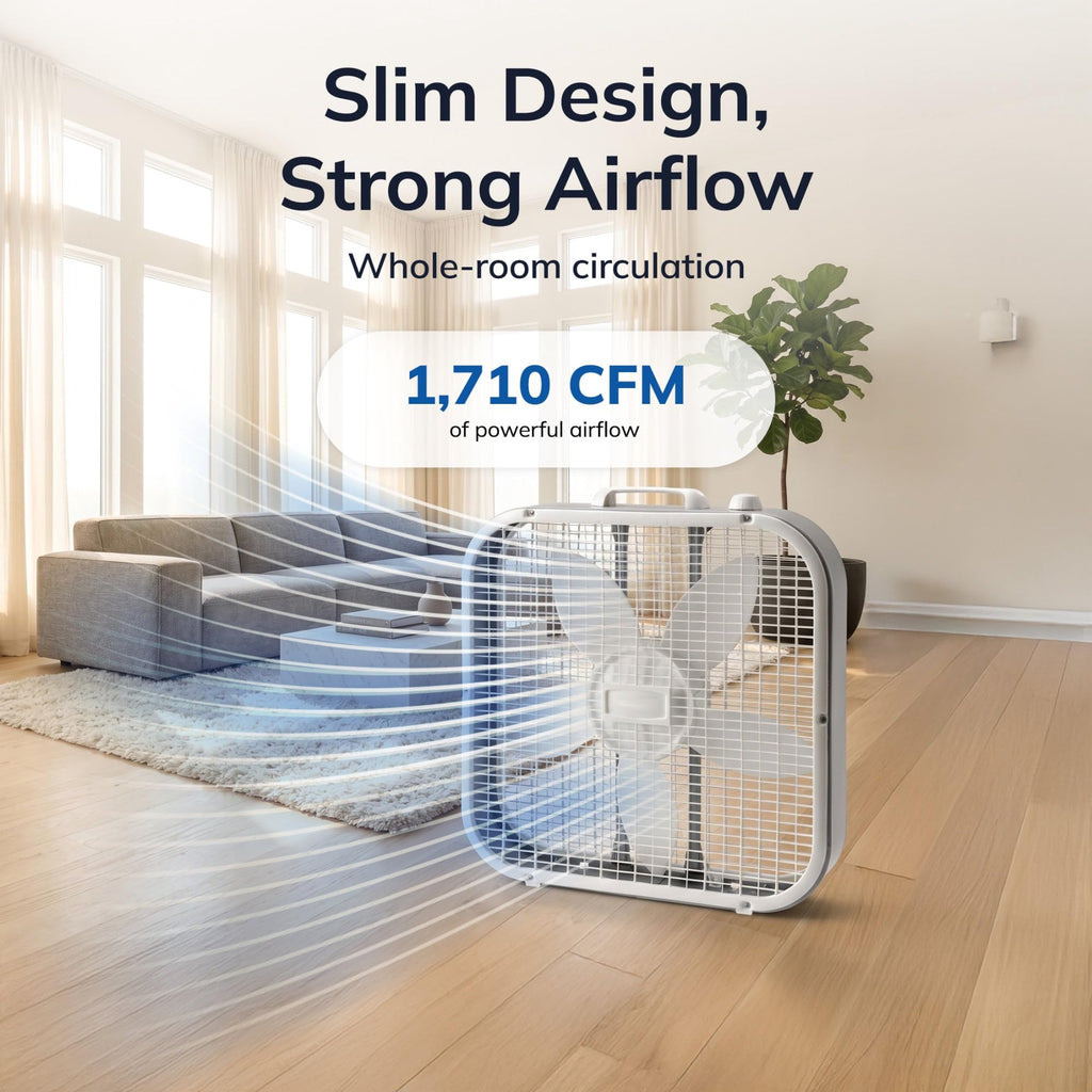 20" Classic Box Fan with 3 Speeds, White M763867