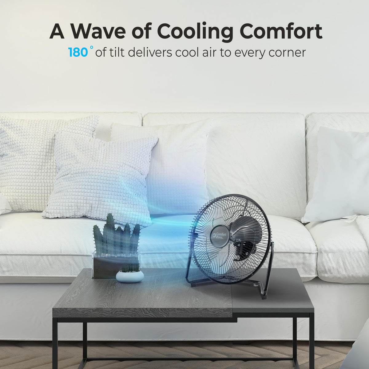 9 inch 3 Speed Metal Floor or Table Fan with Carry Handle Q722