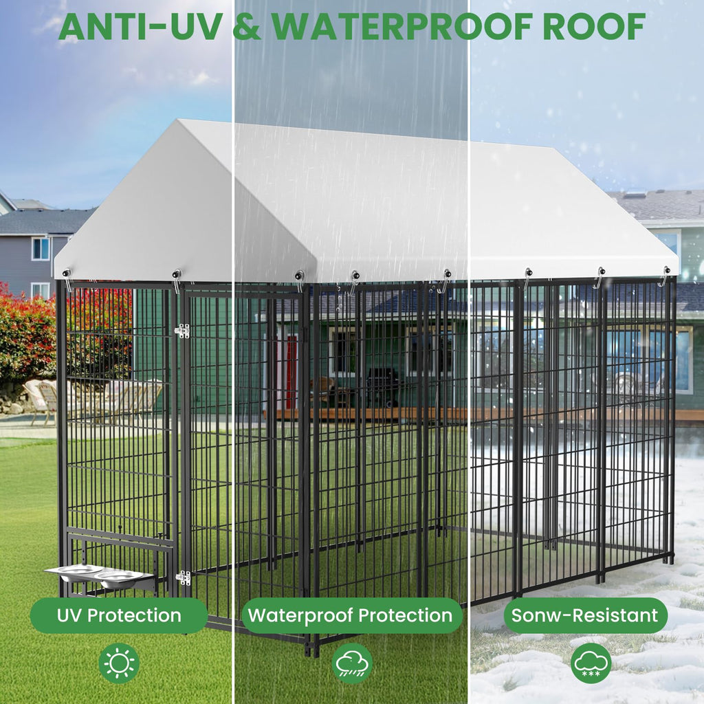 7.9 x 4.1 x 5.9 ft Outdoor Dog Kennel with Waterproof Roof K266