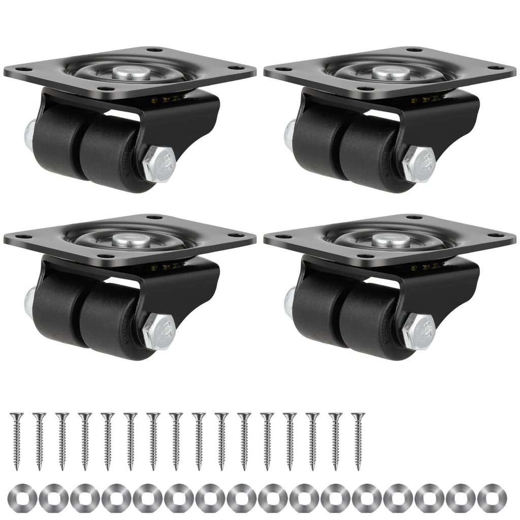 1 Inch Set of 4 Heavy Duty Swivel Caster Wheels Black T934424