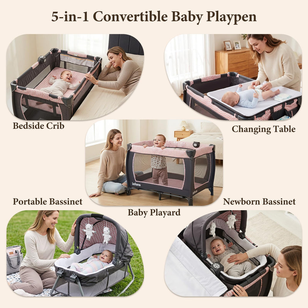 5 in 1 Pack and Play with Bassinet D9631