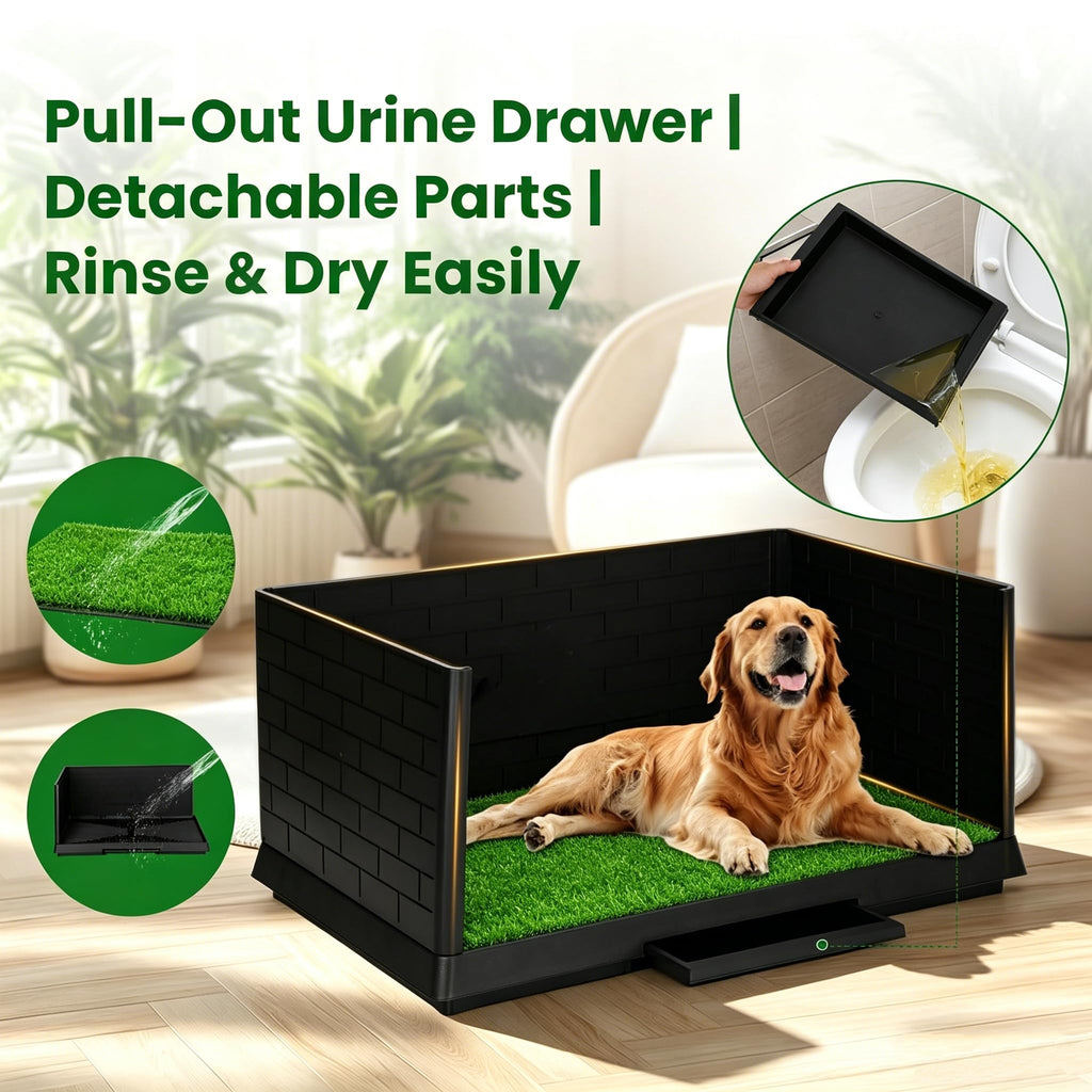 Dog Grass Pad with Tray 30"x19.7" Indoor Dog Potty with Drawer Y448