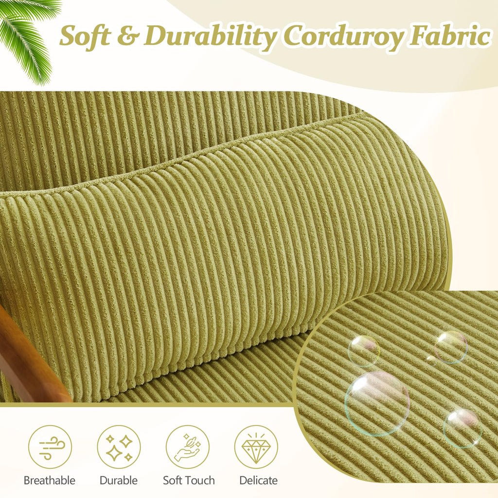Green Corduroy Accent Chairs Set of 2 P122