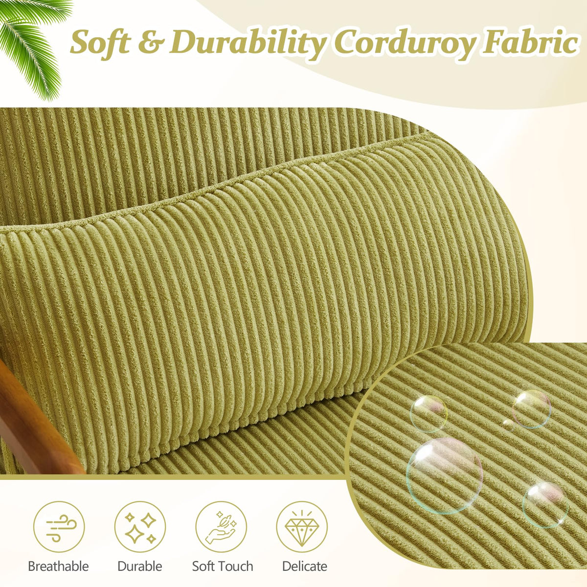Green Corduroy Accent Chairs Set of 2 P122