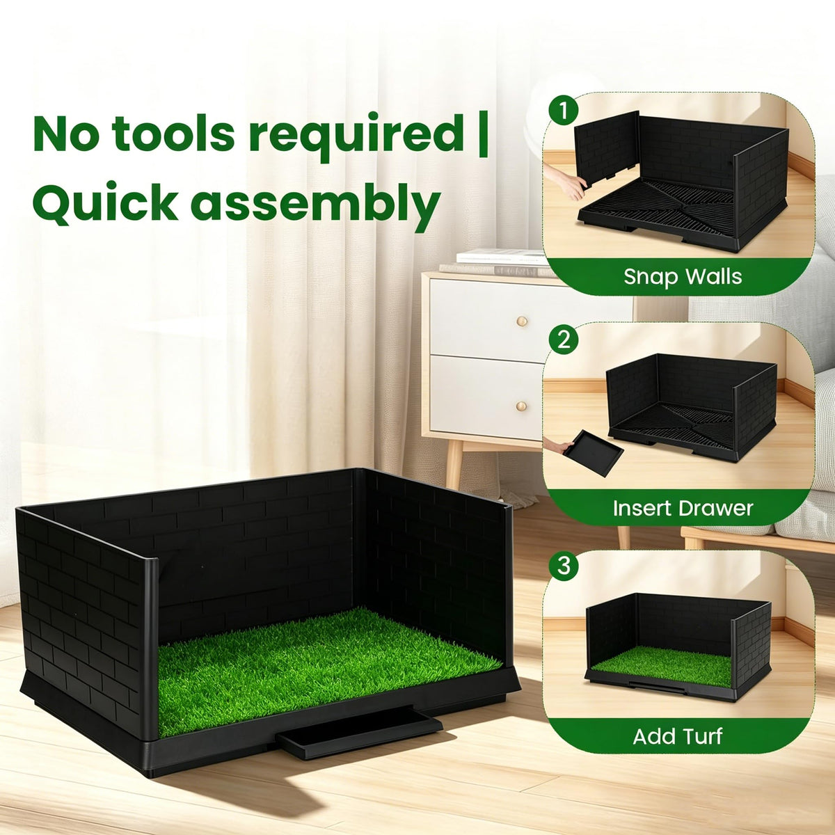 Dog Grass Pad with Tray 30"x19.7" Indoor Dog Potty with Drawer Y448
