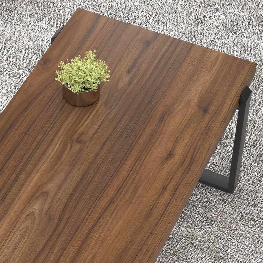 Walnut 44 Inch Wood and Metal Coffee Table Z494602