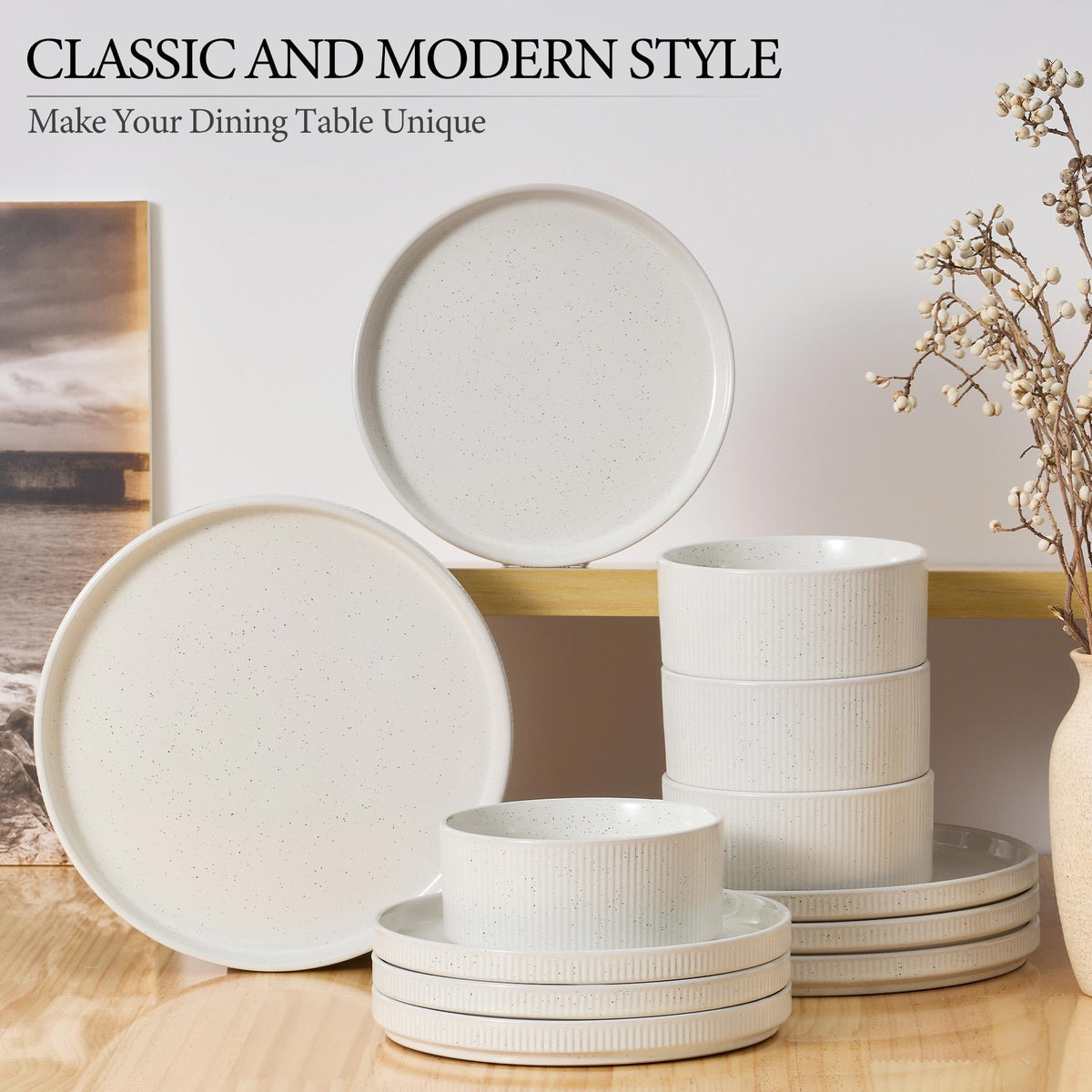 12-Piece Stoneware Plates and Bowls Set Q9522