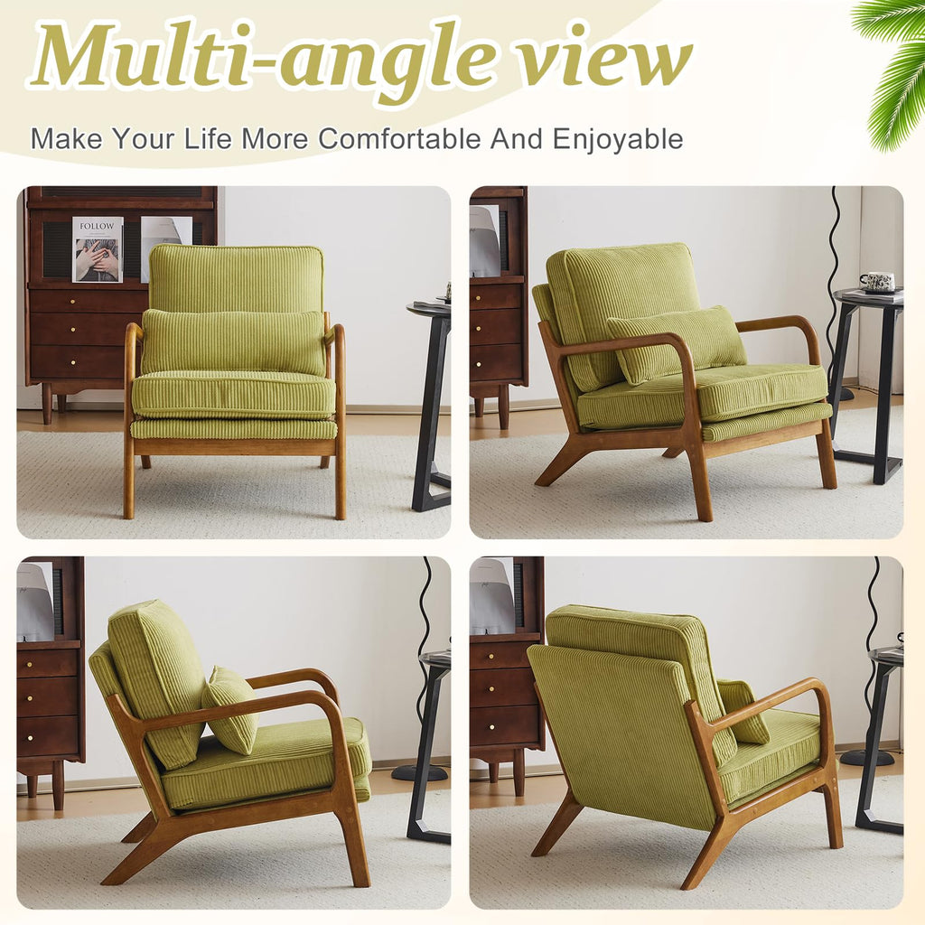 Green Corduroy Accent Chairs Set of 2 P122