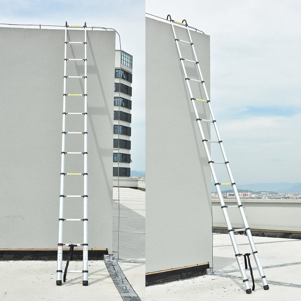 20.5FT Aluminum Telescoping Ladder with 2 Detachable Hooks N198639