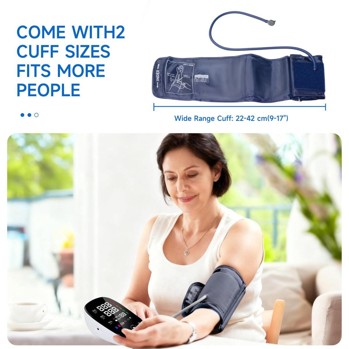Upper Arm Blood Pressure Monitor with Adjustable Large Cuff F43336
