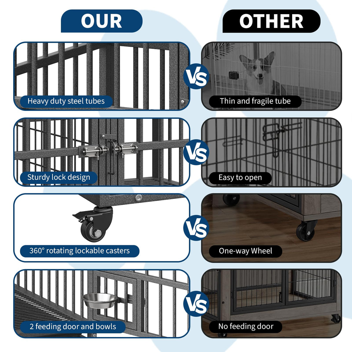 48 inch Heavy Duty Metal Dog Crate with 2 Door T8485