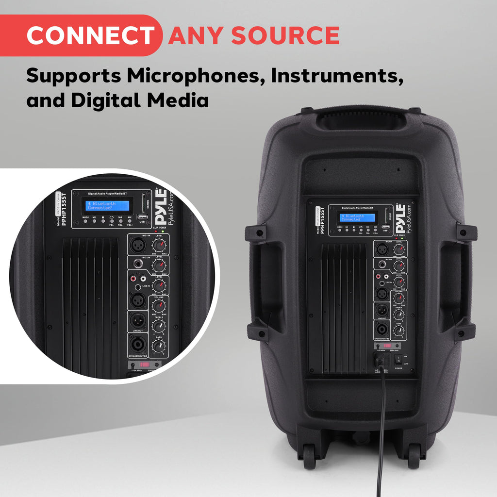Black 1500W Portable PA Speaker System W6540