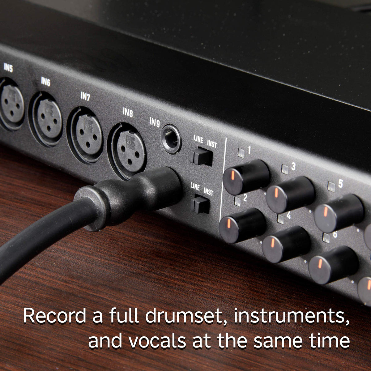 Rackmount USB Audio/MIDI Interface, 8 XLR/8 1/4" Inputs, 8 Outputs, Black D530675