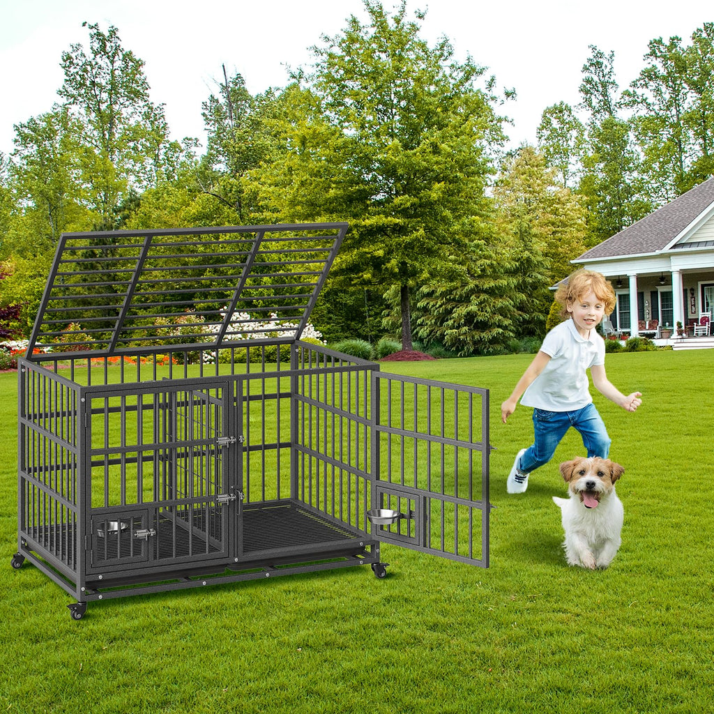 48 inch Heavy Duty Metal Dog Crate with 2 Door T8485