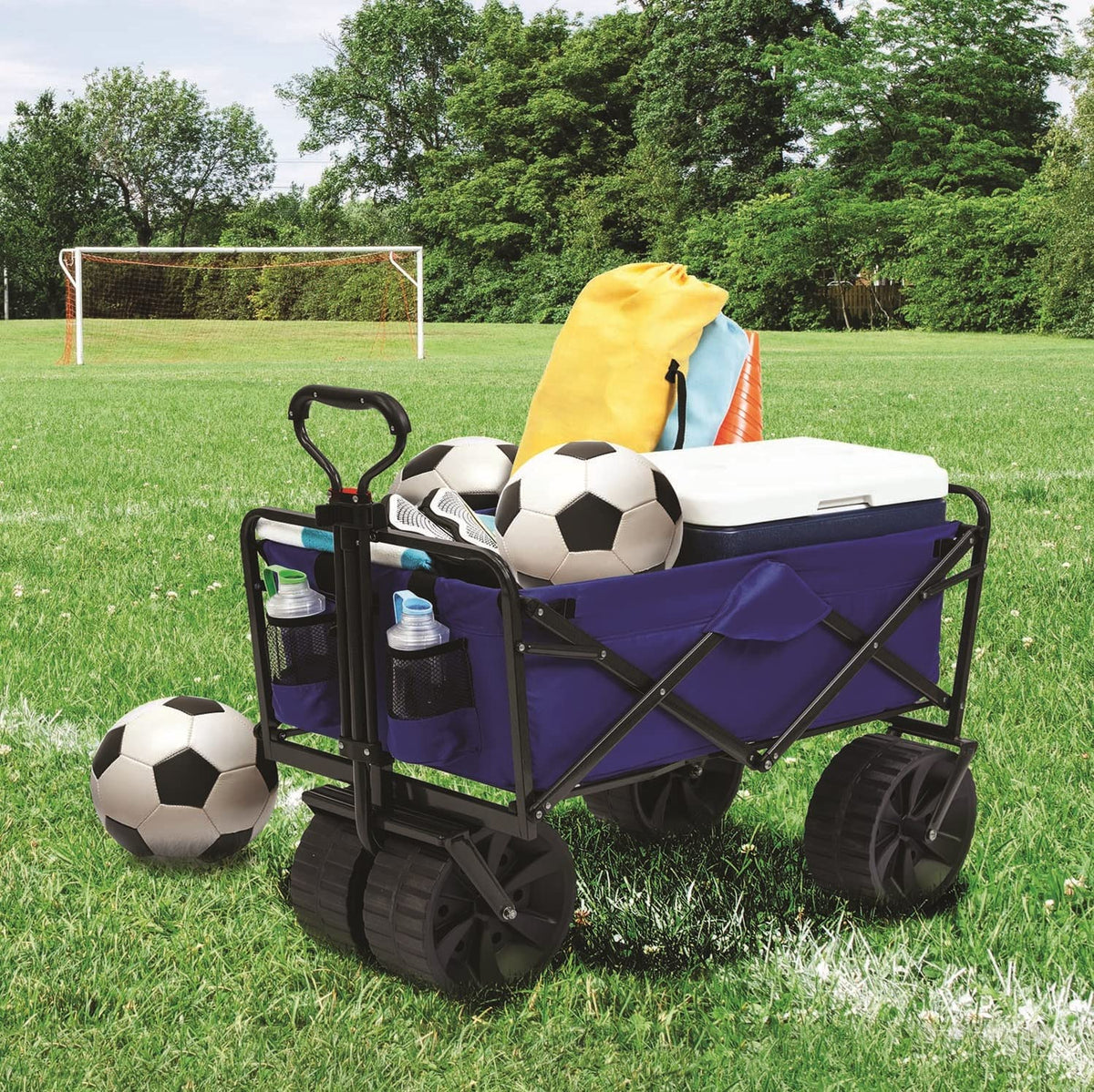 Blue Black Collapsible All Terrain Utility Beach Wagon Cart D69761