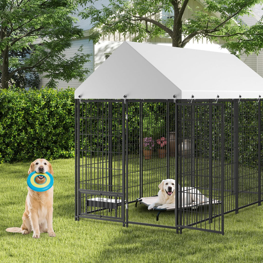 7.9 x 4.1 x 5.9 ft Outdoor Dog Kennel with Waterproof Roof K266