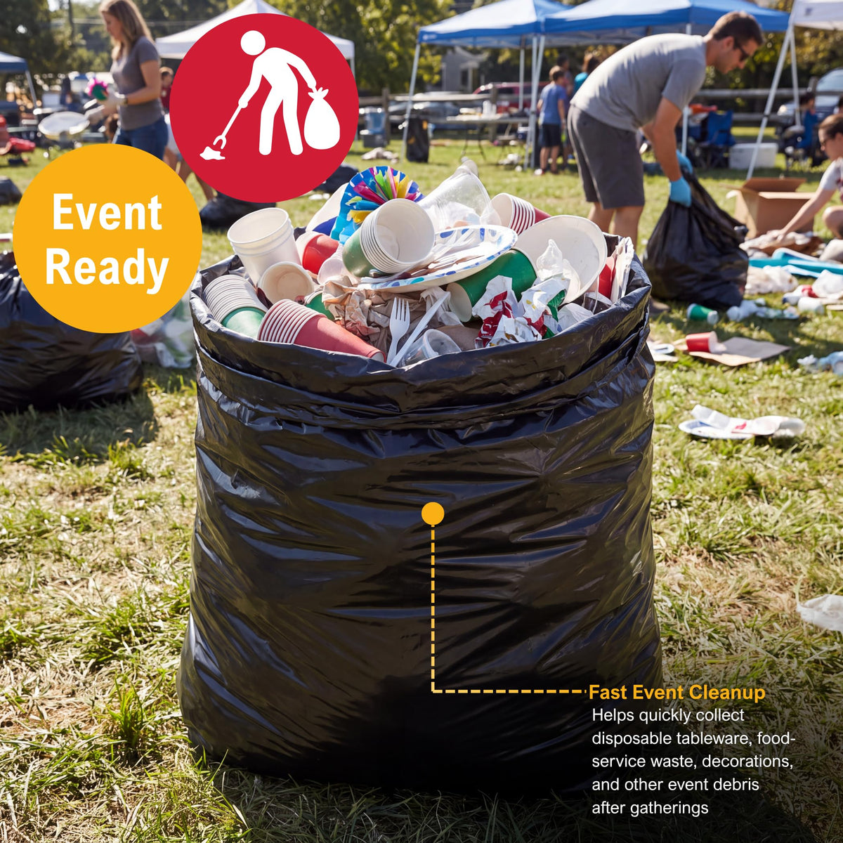 42 Gallon 3 Mil Black Trash Bags 20 Count V1130