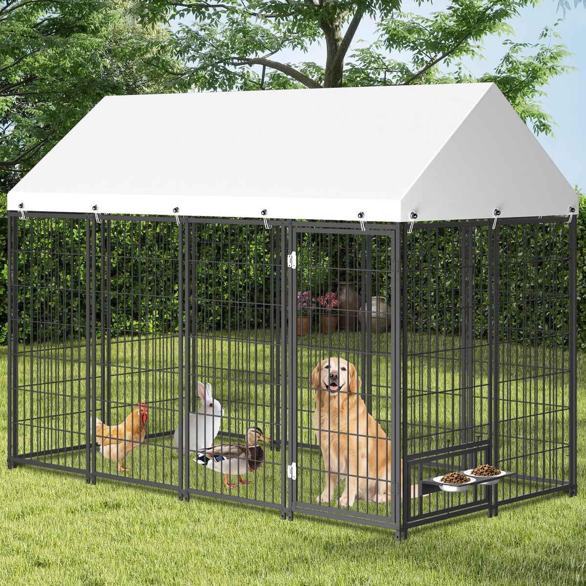 7.9 x 4.1 x 5.9 ft Outdoor Dog Kennel with Waterproof Roof K266